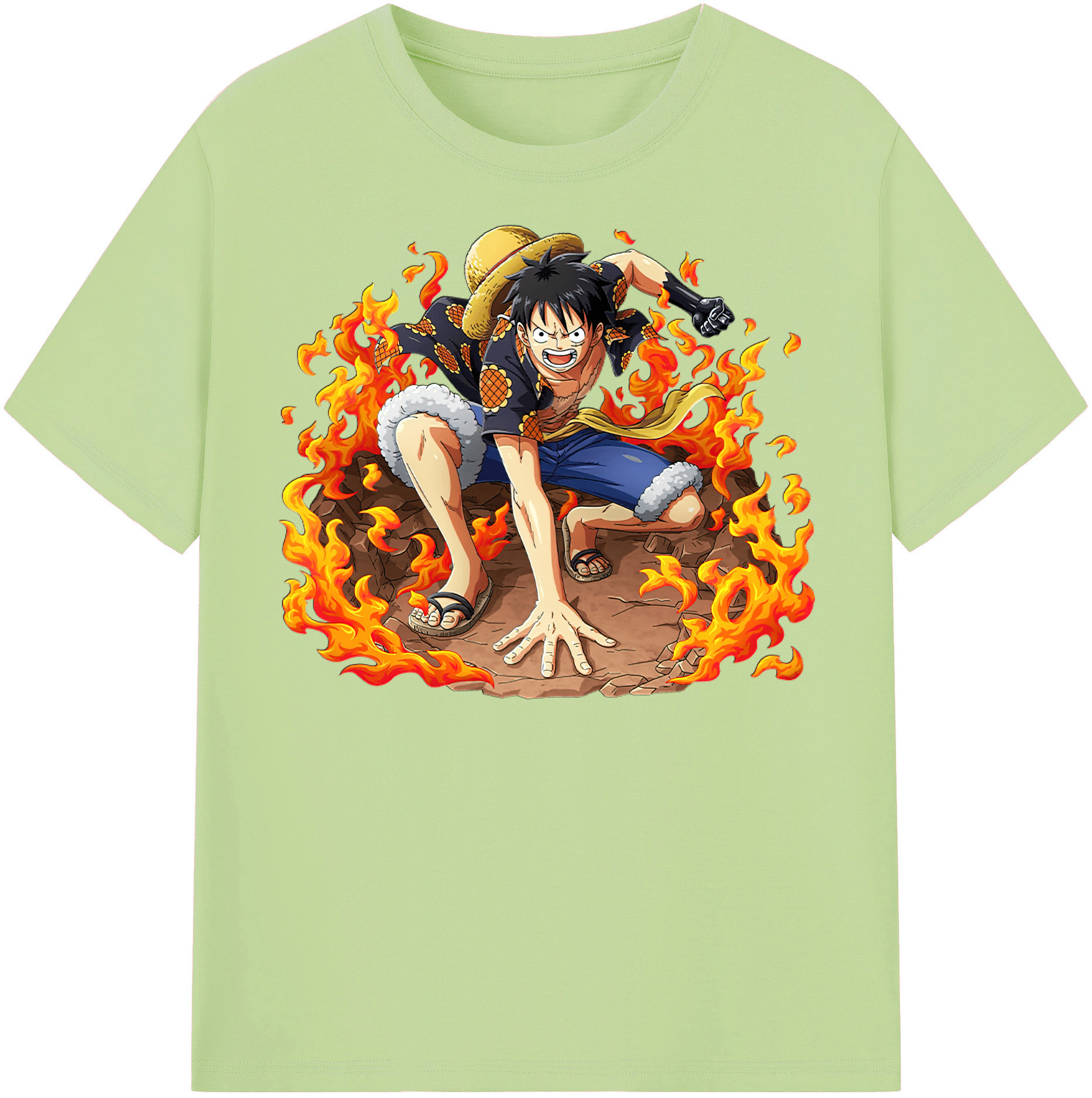 ワンピース モンキー・D・ルフィ ONE PIECE Monkey D. Luffy 綿100％半袖Tシャツ（フロントプリント）